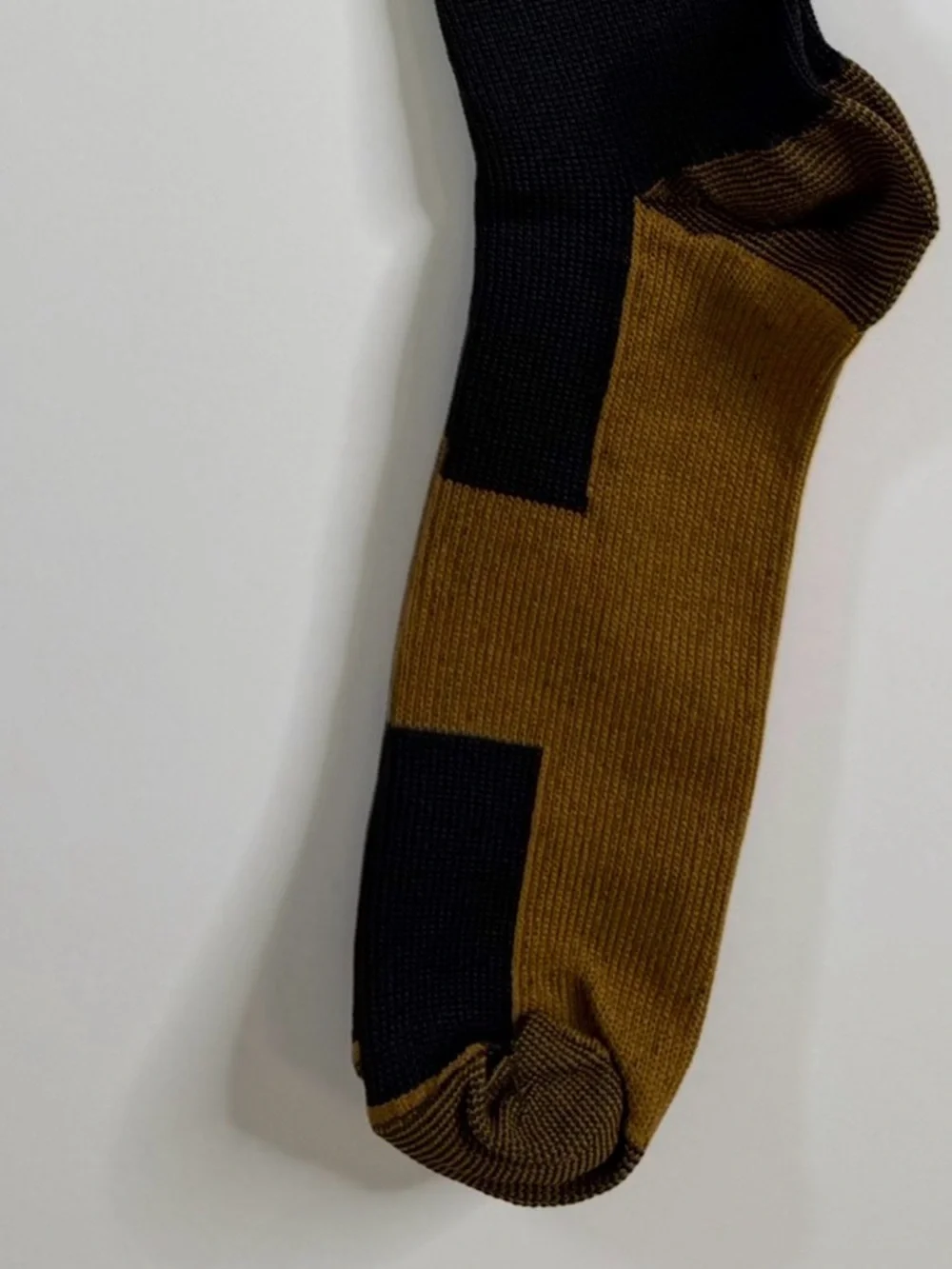 Knee High Compression Socks Black Camel Colorblock Graduated Support Unisex